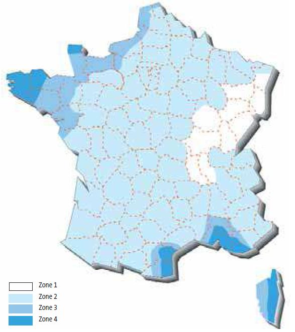 Carte des régions de vent