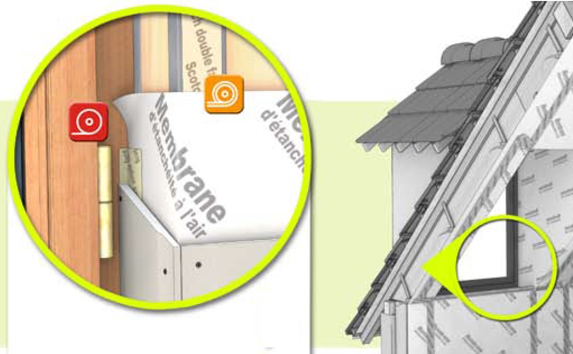 Etanchéïté à l'air > Jonction au bâti > Raccordement à une lucarne