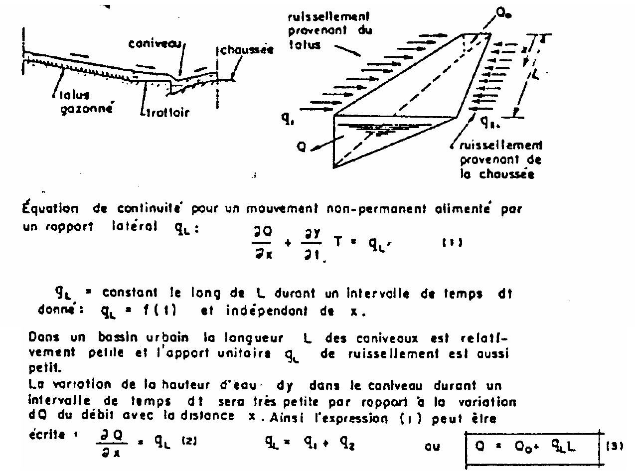 Formules relatives à l'écoulement dans les caniveaux (extrait de Mitci, 1978) Formules relatives à l'écoulement dans les caniveaux (extrait de Mitci, 1978)