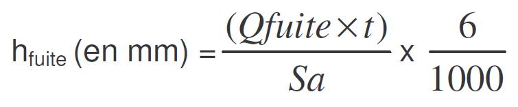 Formule de la hauteur d'eau évacuée