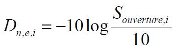 Formule de l'isolement acoustique normalisé d’un petit élément i en dB