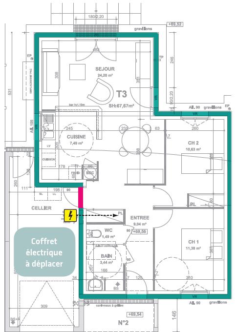 Dans le cas d’une maison individuelle avec garage accolé, il est importantd’identifier ce local comme non chauffé et de l’exclure de l’enveloppe étanche à l’air. Par conséquent, le tableau électrique est disposé dans l’habitation et la porte de séparation entre garage et habitation étanche et isolée. Dans le cas d’une maison individuelle avec garage accolé, il est importantd’identifier ce local comme non chauffé et de l’exclure de l’enveloppe étanche à l’air. Par conséquent, le tableau électrique est disposé dans l’habitation et la porte de séparation entre garage et habitation étanche et isolée.