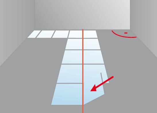 Dans des pièces rectangulaires, tracer une ligne médiane sur le sol, parallèle aux murs latéraux, et placer la première rangée de carreaux en suivant cette ligne. Commencer le long de celle-ci par un joint ou le milieu du carreau. Poser les carreaux suivants le long du mur Dans des pièces rectangulaires, tracer une ligne médiane sur le sol, parallèle aux murs latéraux, et placer la première rangée de carreaux en suivant cette ligne. Commencer le long de celle-ci par un joint ou le milieu du carreau. Poser les carreaux suivants le long du mur