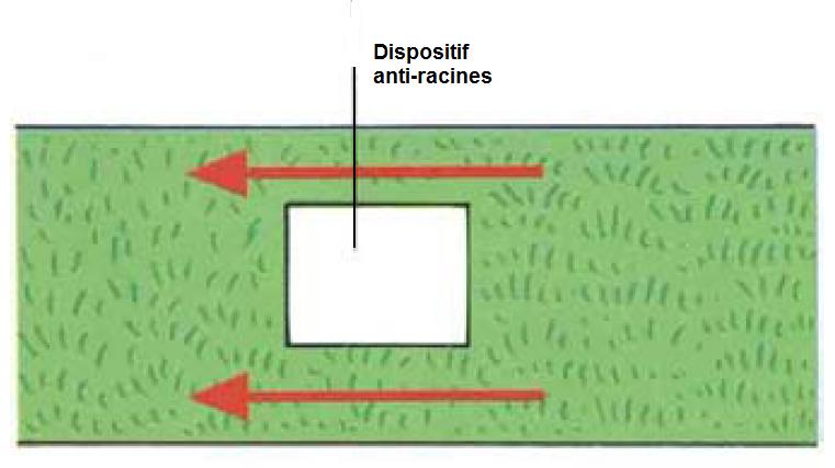 Réalisation d’une tranchée avec arbre et dispositif anti-racines