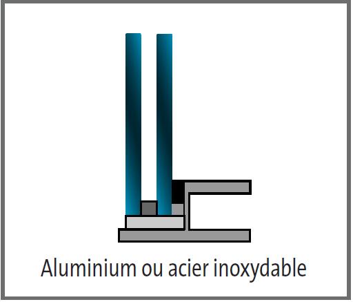 Vitrage Extérieur Collé (VEC) sur support en aluminium ou acier inoxydable